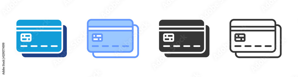 Aufkleber debit card icon set multiple style collection
