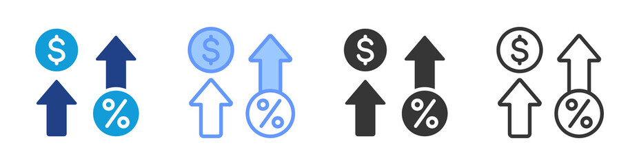 Compound Interest icon set multiple style collection