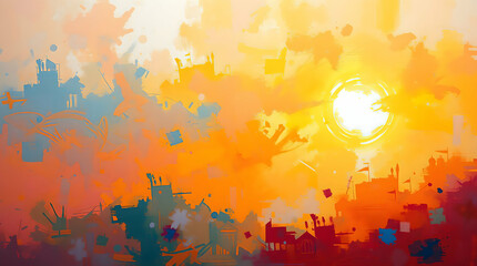 Radiant Dawn: A Symphony of Light and Color in Abstract Motion