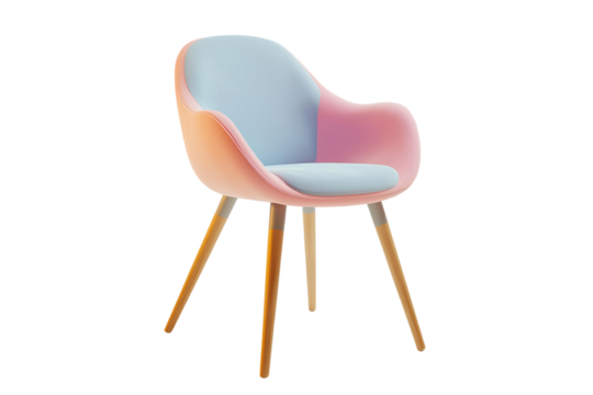 modern chair in pastel colors on transparent background. 3d render
