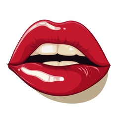 Red lips illustration on a transparent background