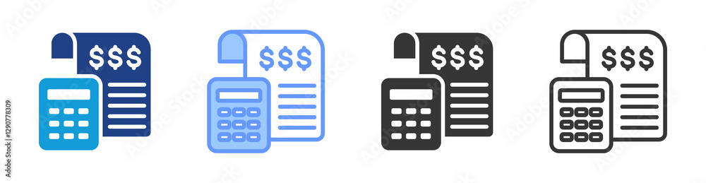 Poster Budgeting icon set multiple style collection
