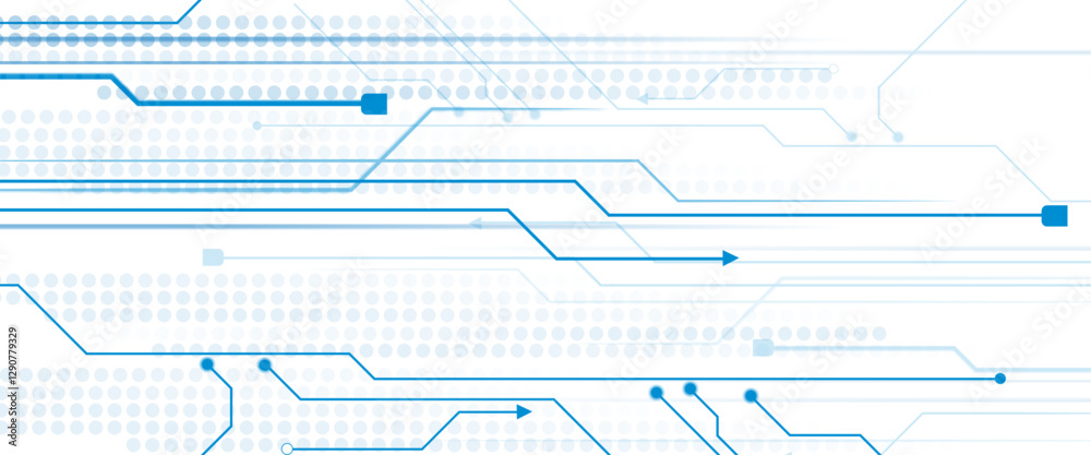 Aufkleber Wide Cyber security internet and networking concept. Vectors White Abstract geometric dots and lines connection circuit concept. Hi tech digital connect, communication,