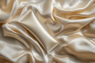 Fototapeta premium Luxury Cream Packaging Design on Satin Fabric