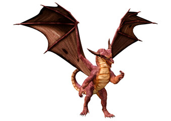 3D Rendering Fairy Tale Dragon on White