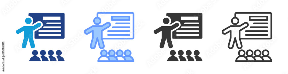 Poster Presentation icon set multiple style collection