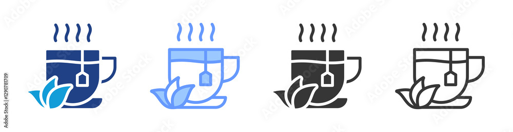 Aufkleber tea icon set multiple style collection