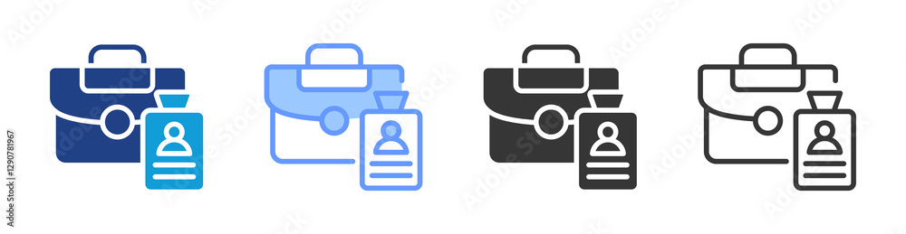 Poster employee icon set multiple style collection
