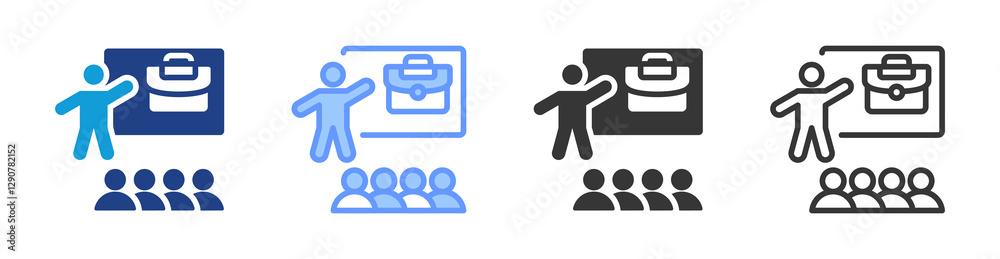 Poster Training icon set multiple style collection