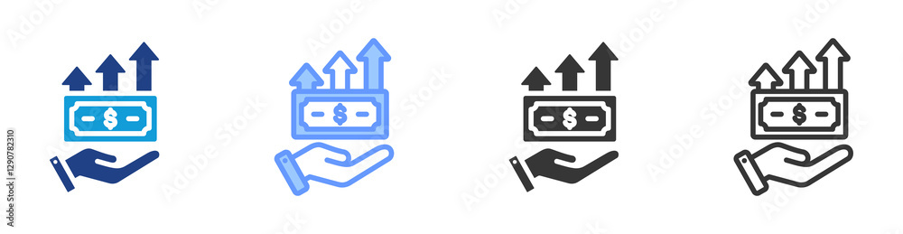 Poster Raise icon set multiple style collection