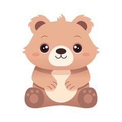 Cute bear kawaii isolated on white backgroun. Clip art for sticker, t-shirt print, greeting card design. Hand drawn vector illustration.