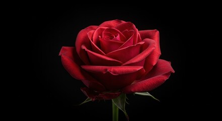 Stunning Red Rose on Black Background, Perfect for Romantic Floral Decoration and Valentine's Day Designs