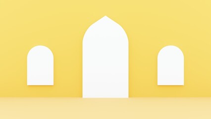 Fototapeta premium islamic abstract yellow background 3d illustration ramadan eid concept
