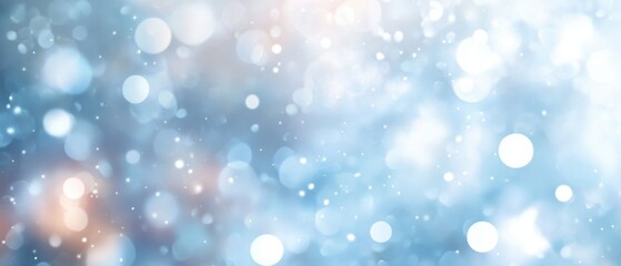 Blue bokeh background, soft blurred light circles, dreamy atmosphere, luminous effect, holiday decoration, photography backdrop, abstract festive design.