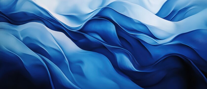 Blue and white flowing waves texture, abstract ocean background, soft ripples in water, calming marine colors, tranquil water surface design.