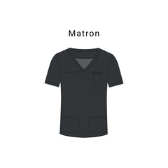 Ward staff Matron clothing flat fashion illustration scrubs design. Workwear template for hospital wards, medical fashion designers. 