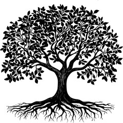 This Stylized Nature Tree Silhouette - Symbol of Growth and Strength