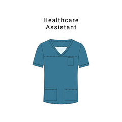 Ward staff Healthcare Assistant clothing flat fashion illustration scrubs design. Workwear template for hospital wards, medical fashion designers. 