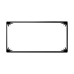 rectangular frame with decorative elements in the form of arrows in each corner. The frame has black lines, and the arrows point inward. Inside the frame, there is no text or other elements.