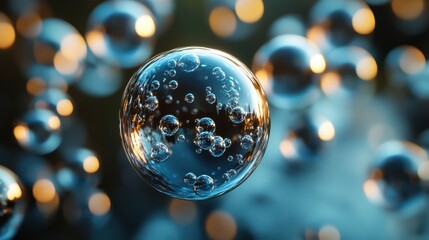Group of floating bubbles, each uniquely shaped but maintaining perfect contrast with bold black edges and soft white highlights, no shading applied.