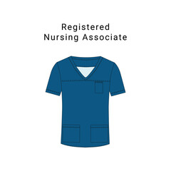 Ward staff Registered Nurse clothing flat fashion illustration scrubs design. Workwear template for hospital wards, medical fashion designers. 