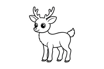 Line art of a cute baby reindeer vector art illustration for coloring page.eps