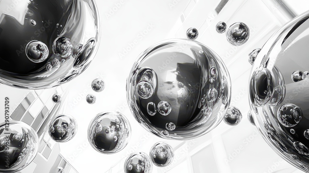 Fototapete technically flawless rendering of multiple floating bubbles, each isolated and illustrated in sharp 