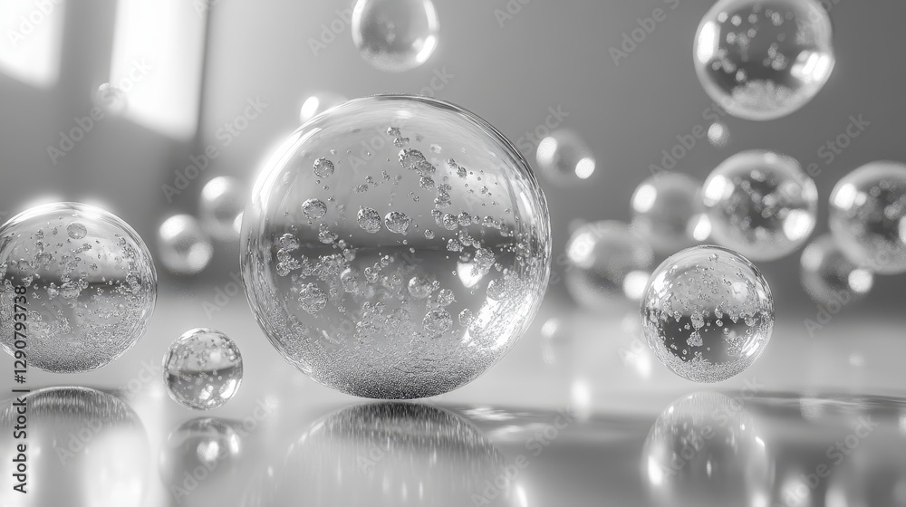 Aufkleber technically flawless rendering of multiple floating bubbles, each isolated and illustrated in sharp 