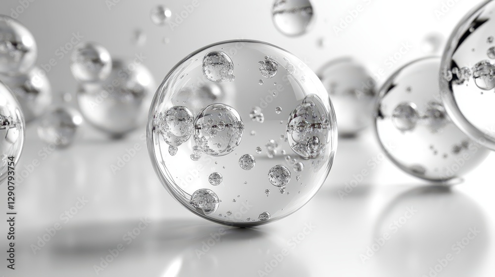 Aufkleber technically flawless rendering of multiple floating bubbles, each isolated and illustrated in sharp 