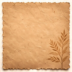 old brown recycle cardboard paper texture, surface with branch conveys sense of antiquity and natural beauty