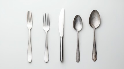 Vintage Cutlery Set on a Light Background. Possible Use Restaurant Menu, Food Blog, Cookbook