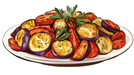 vegetables on a plate isolated on white