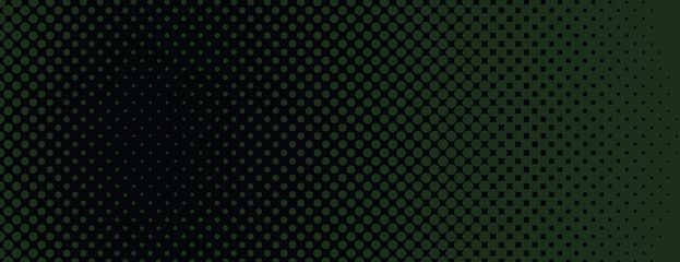Dark green background with halftone dotted pattern textured. Dark green background with halftone gradient vector effect. Minimal abstract halftone vector background, dark green wallpaper