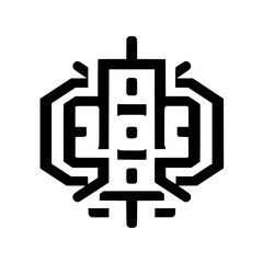 Abstract geometric black and white Asian lantern design on a white background.