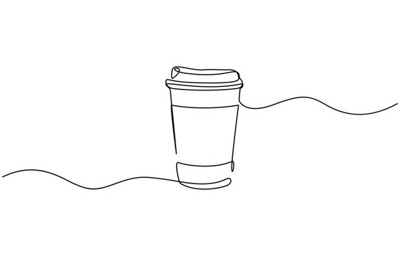 recommend clip art: Continuous one line drawing of paper cup of coffee. One line drawing illustration of coffee takeaway, Paper cup of hot coffee in one Continuous line drawing. Concept of drink to go in line art style.
