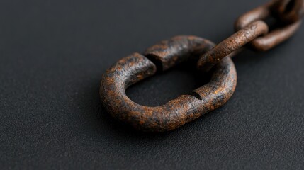 Obraz premium Rusty chain link on dark surface. Close-up. Possible use Stock photo