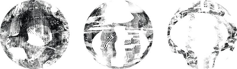 Obraz premium Grunge sphere Collection. Grunge Circles. Banners, Insignias , stamps, spheres, Labels and Badges Set . vector distress textures. Bundle blank circle textured shapes, globes, balls and stamps.