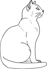 cat hand drawn for coloring page