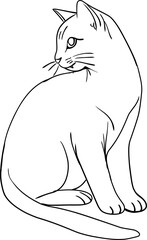 cat hand drawn for coloring page