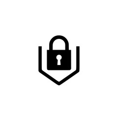 Shielded padlock icon, representing security, data privacy, and protection in a clean, minimalist style.