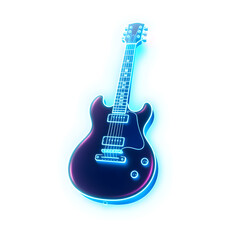 Naklejka premium Guitar holographic 3D icon. neon symbol vector illustration isolated on white background. Generative AI
