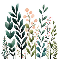 transparent Isolated Colorful botanical illustration, white isolate background png illustration
