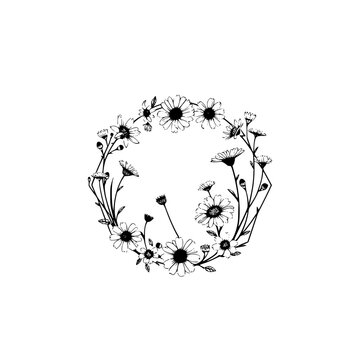 Delicate Daisy Chain Wreath: A Floral Illustration.
