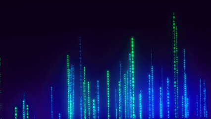 Fototapeta premium Cyberspace background with a set of numbers of different sizes. Big data visualization. Hacker concep