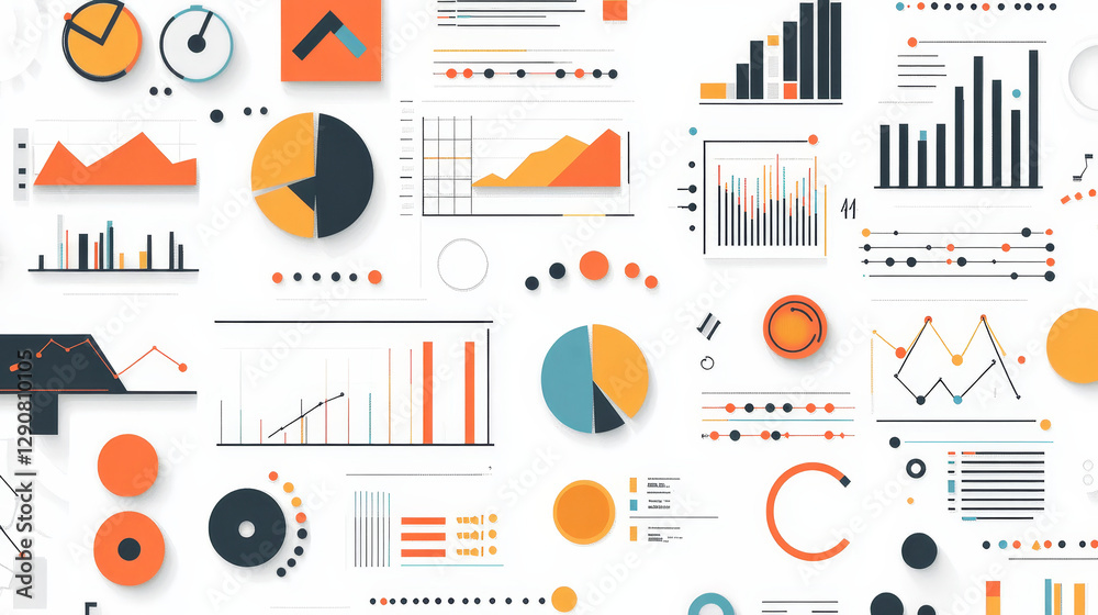 Poster diagram chart graph elements vector business infographic flow sheet data template arrows and circle 
