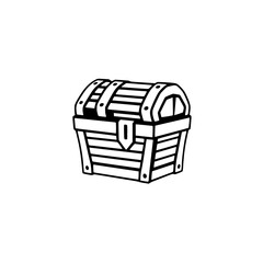 Classic Wooden Treasure Chest Illustration on White Backdrop