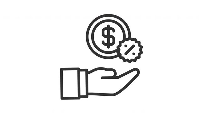 Animated commission with money and worker sign. Suitable for finance, marketing, strategy, website, business, advertising, analysis, seo, promotion, campaign, advertisement, networking and company