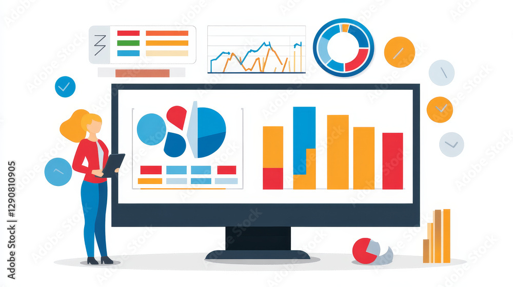 Poster diagram chart graph elements business infographic flow sheet data template arrows and circle progres
