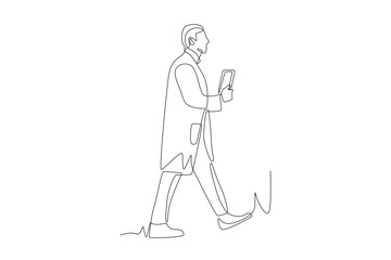 The doctor walks towards the clinic. Walking into the clinic concept one-line drawing