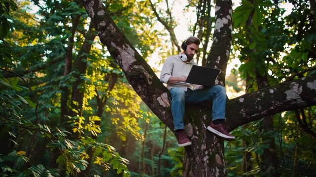 Digital Nomad Working in Southeast Asian Jungle: A Lush and Untamed Natural Paradise